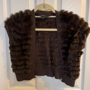 BCBG Rabbit Fur Cropped Vest